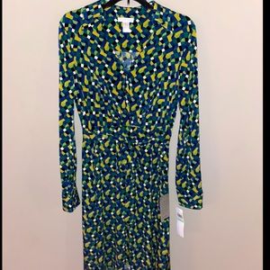 London Times Geometric Long Sleeve Midi-Dress